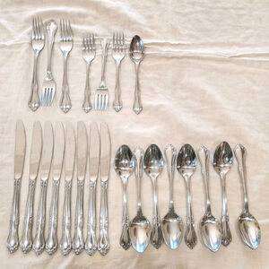 Mixed Lot 23 Pieces Breton Rose Stainless Glossy Japan GRACE Flatware
